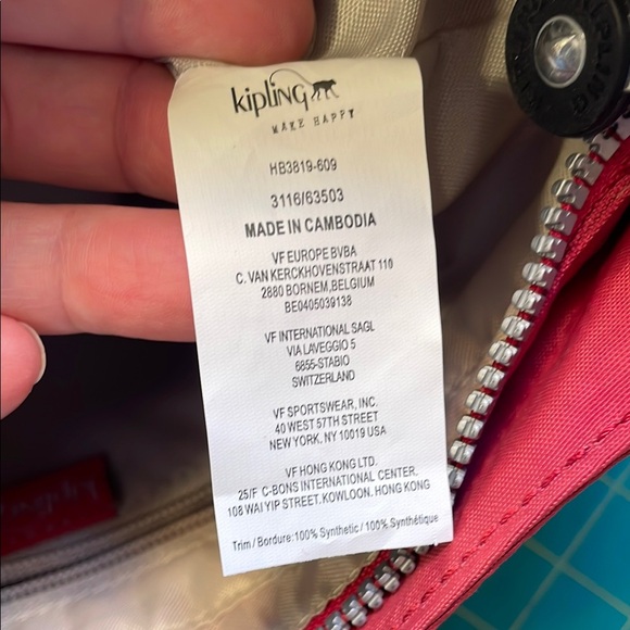 Kipling Syro Raspberry Red Crossbody Bag with Monkey KeyChain - Picture 2 of 12